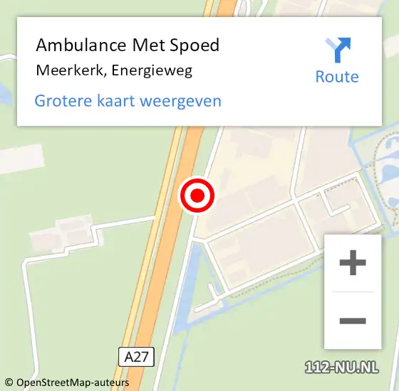 Locatie op kaart van de 112 melding: Ambulance Met Spoed Naar Meerkerk, Energieweg op 20 juni 2018 15:43