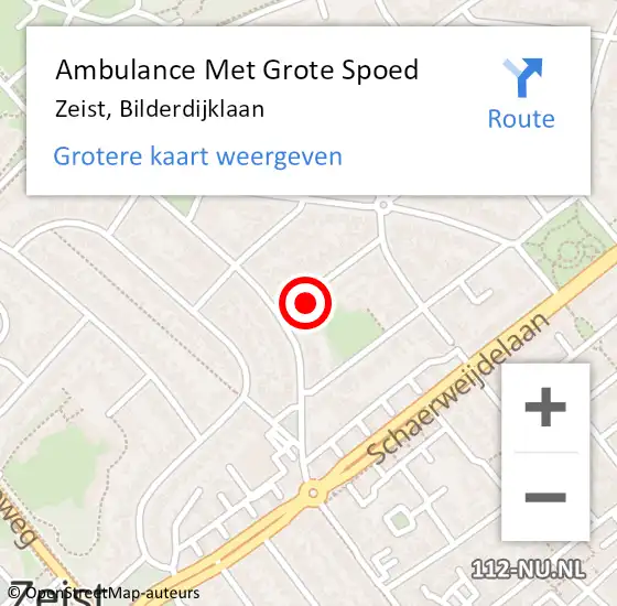 Locatie op kaart van de 112 melding: Ambulance Met Grote Spoed Naar Zeist, Bilderdijklaan op 20 juni 2018 18:07
