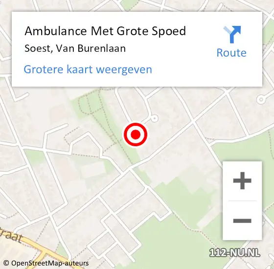 Locatie op kaart van de 112 melding: Ambulance Met Grote Spoed Naar Soest, Van Burenlaan op 20 juni 2018 18:25