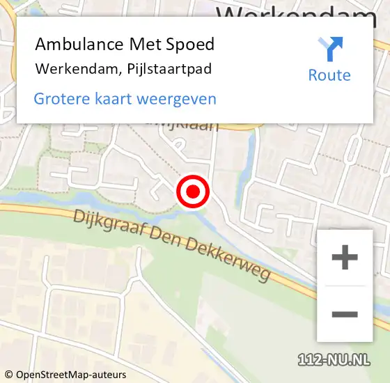 Locatie op kaart van de 112 melding: Ambulance Met Spoed Naar Werkendam, Pijlstaartpad op 20 juni 2018 20:47