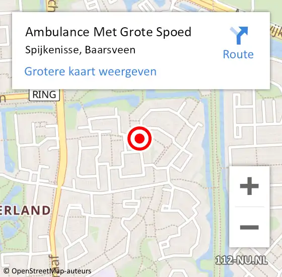 Locatie op kaart van de 112 melding: Ambulance Met Grote Spoed Naar Spijkenisse, Baarsveen op 20 juni 2018 22:38