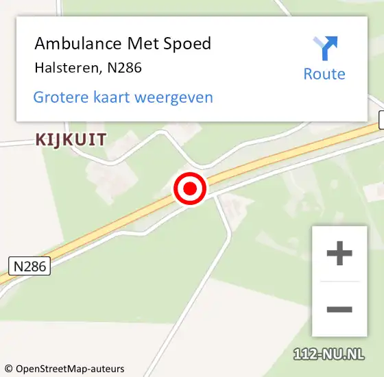 Locatie op kaart van de 112 melding: Ambulance Met Spoed Naar Halsteren, N286 op 20 juni 2018 23:23