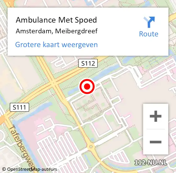 Locatie op kaart van de 112 melding: Ambulance Met Spoed Naar Amsterdam, Meibergdreef op 21 juni 2018 04:30