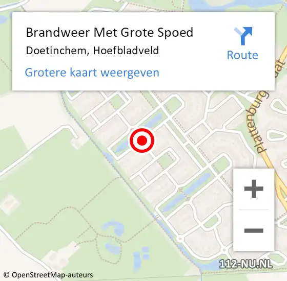 Locatie op kaart van de 112 melding: Brandweer Met Grote Spoed Naar Doetinchem, Hoefbladveld op 21 juni 2018 11:12