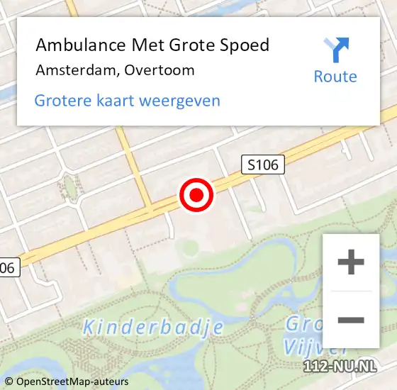 Locatie op kaart van de 112 melding: Ambulance Met Grote Spoed Naar Amsterdam, Overtoom op 21 juni 2018 11:29