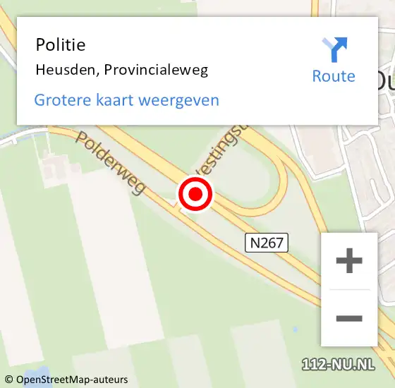Locatie op kaart van de 112 melding: Politie Heusden, Provincialeweg op 21 juni 2018 12:34