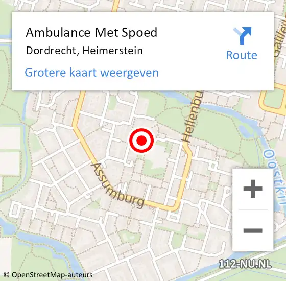 Locatie op kaart van de 112 melding: Ambulance Met Spoed Naar Dordrecht, Heimerstein op 21 juni 2018 12:43