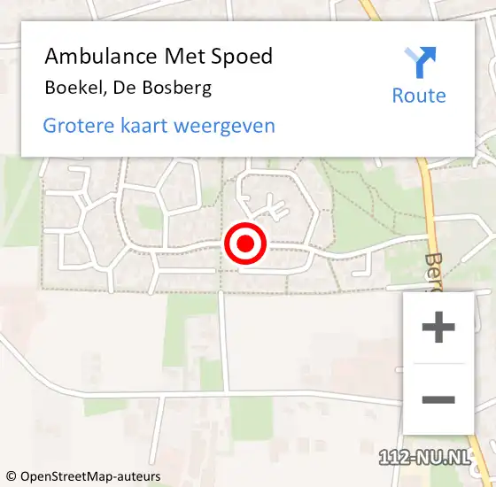 Locatie op kaart van de 112 melding: Ambulance Met Spoed Naar Boekel, De Bosberg op 21 juni 2018 12:49