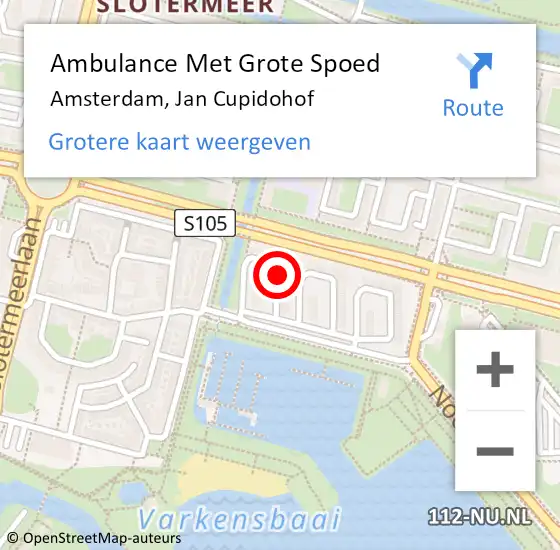 Locatie op kaart van de 112 melding: Ambulance Met Grote Spoed Naar Amsterdam, Jan Cupidohof op 21 juni 2018 12:56