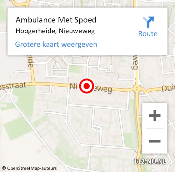 Locatie op kaart van de 112 melding: Ambulance Met Spoed Naar Hoogerheide, Nieuweweg op 21 juni 2018 13:26