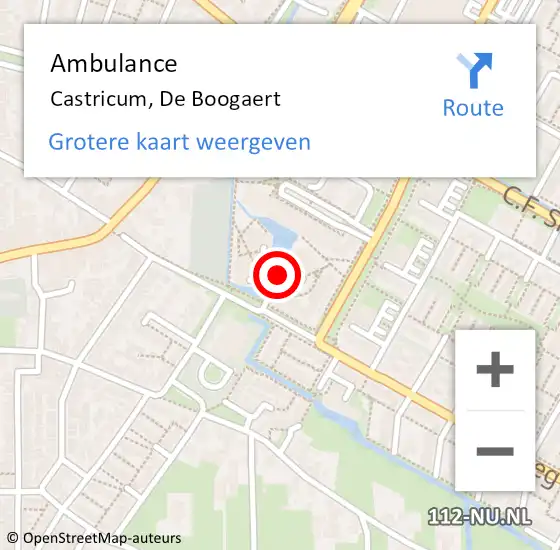 Locatie op kaart van de 112 melding: Ambulance Castricum, De Boogaert op 21 juni 2018 13:58