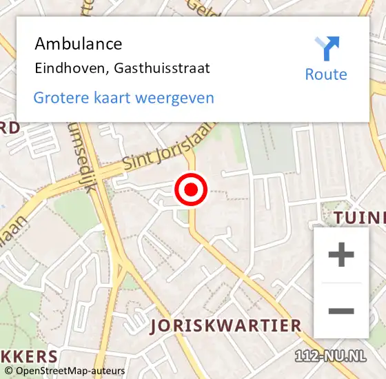 Locatie op kaart van de 112 melding: Ambulance Eindhoven, Gasthuisstraat op 21 juni 2018 17:13