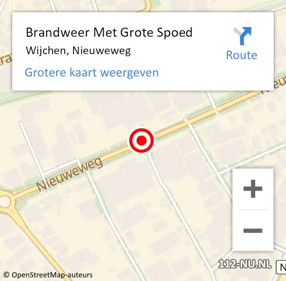 Locatie op kaart van de 112 melding: Brandweer Met Grote Spoed Naar Wijchen, Nieuweweg op 21 juni 2018 17:25