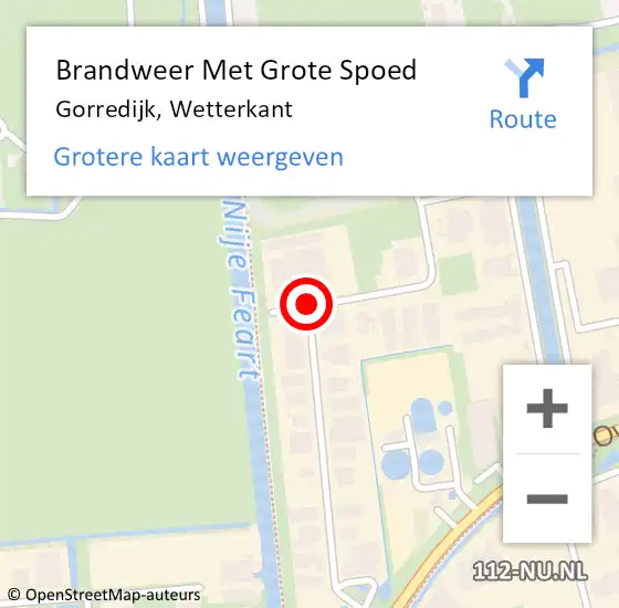 Locatie op kaart van de 112 melding: Brandweer Met Grote Spoed Naar Gorredijk, Wetterkant op 21 juni 2018 17:38