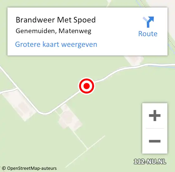 Locatie op kaart van de 112 melding: Brandweer Met Spoed Naar Genemuiden, Matenweg op 21 juni 2018 18:32
