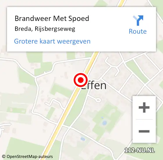 Locatie op kaart van de 112 melding: Brandweer Met Spoed Naar Breda, Rijsbergseweg op 21 juni 2018 18:35