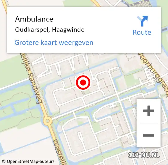 Locatie op kaart van de 112 melding: Ambulance Oudkarspel, Haagwinde op 21 juni 2018 20:15
