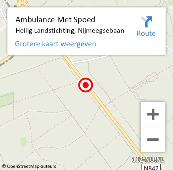 Locatie op kaart van de 112 melding: Ambulance Met Spoed Naar Heilig Landstichting, Nijmeegsebaan op 21 juni 2018 20:26