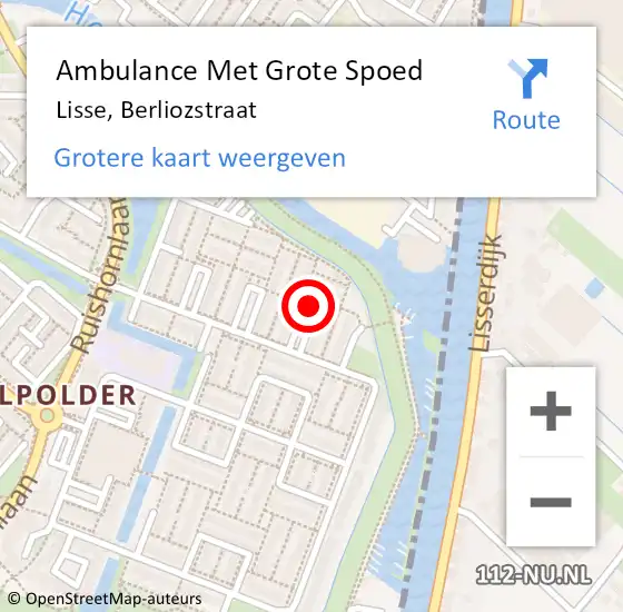 Locatie op kaart van de 112 melding: Ambulance Met Grote Spoed Naar Lisse, Berliozstraat op 21 juni 2018 20:27