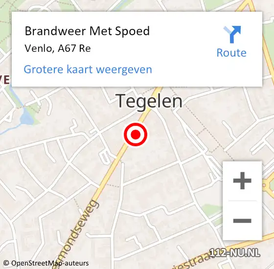 Locatie op kaart van de 112 melding: Brandweer Met Spoed Naar Venlo, A67 Re op 21 juni 2018 20:42