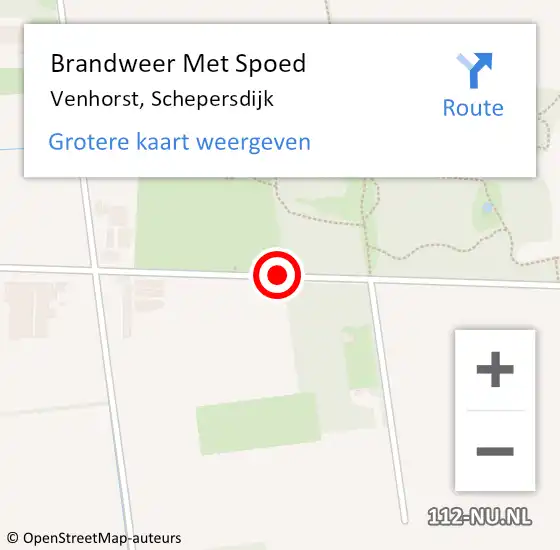 Locatie op kaart van de 112 melding: Brandweer Met Spoed Naar Venhorst, Schepersdijk op 21 juni 2018 21:24