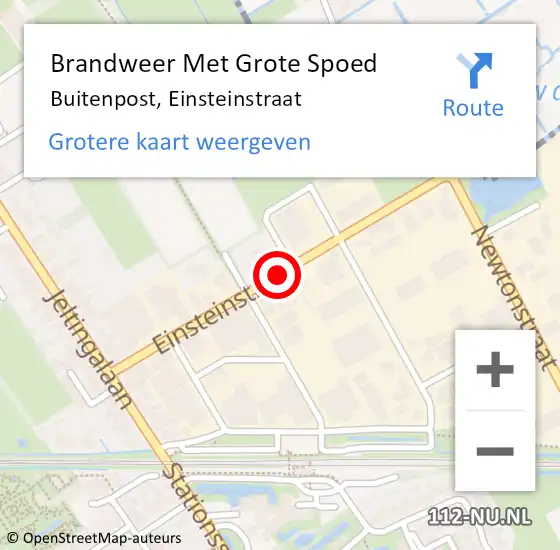 Locatie op kaart van de 112 melding: Brandweer Met Grote Spoed Naar Buitenpost, Einsteinstraat op 21 juni 2018 22:55