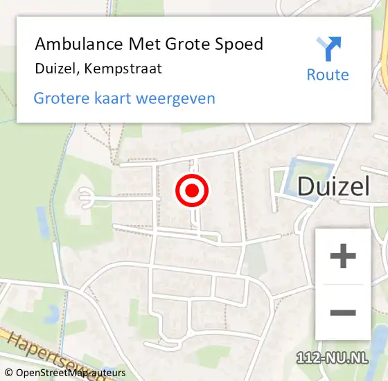 Locatie op kaart van de 112 melding: Ambulance Met Grote Spoed Naar Duizel, Kempstraat op 22 juni 2018 02:31