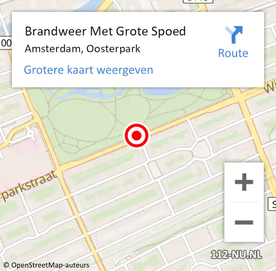 Locatie op kaart van de 112 melding: Brandweer Met Grote Spoed Naar Amsterdam, Oosterpark op 22 juni 2018 05:07