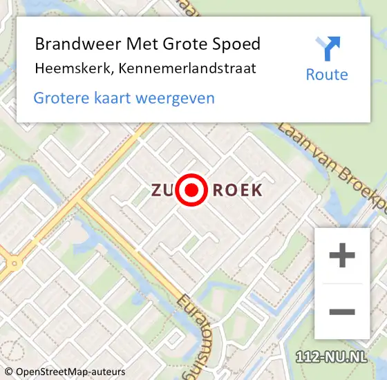 Locatie op kaart van de 112 melding: Brandweer Met Grote Spoed Naar Heemskerk, Kennemerlandstraat op 22 juni 2018 05:15