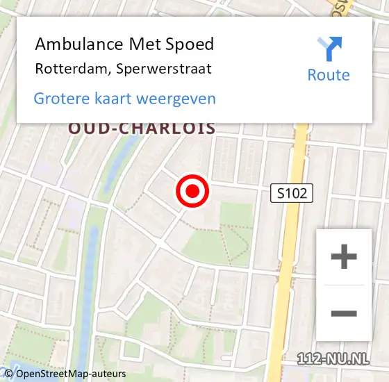 Locatie op kaart van de 112 melding: Ambulance Met Spoed Naar Rotterdam, Sperwerstraat op 22 juni 2018 05:56