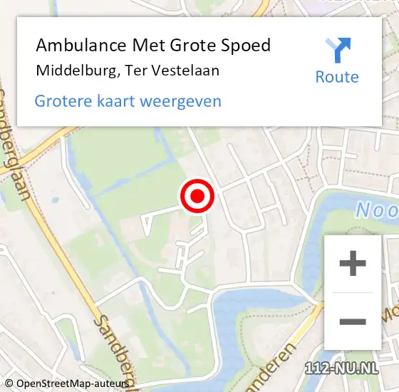 Locatie op kaart van de 112 melding: Ambulance Met Grote Spoed Naar Middelburg, Ter Vestelaan op 22 juni 2018 06:51
