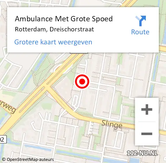 Locatie op kaart van de 112 melding: Ambulance Met Grote Spoed Naar Rotterdam, Dreischorstraat op 22 juni 2018 06:52