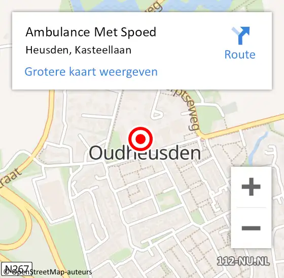 Locatie op kaart van de 112 melding: Ambulance Met Spoed Naar Heusden, Kasteellaan op 22 juni 2018 08:58