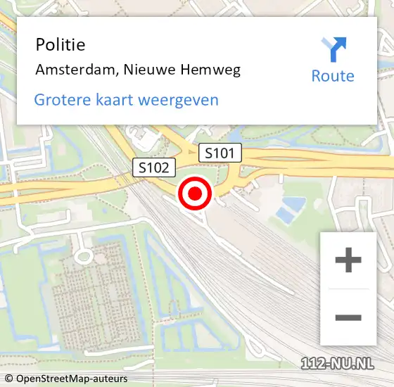 Locatie op kaart van de 112 melding: Politie Amsterdam, Nieuwe Hemweg op 22 juni 2018 10:57