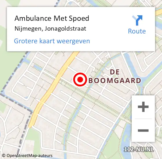 Locatie op kaart van de 112 melding: Ambulance Met Spoed Naar Nijmegen, Jonagoldstraat op 22 juni 2018 12:00