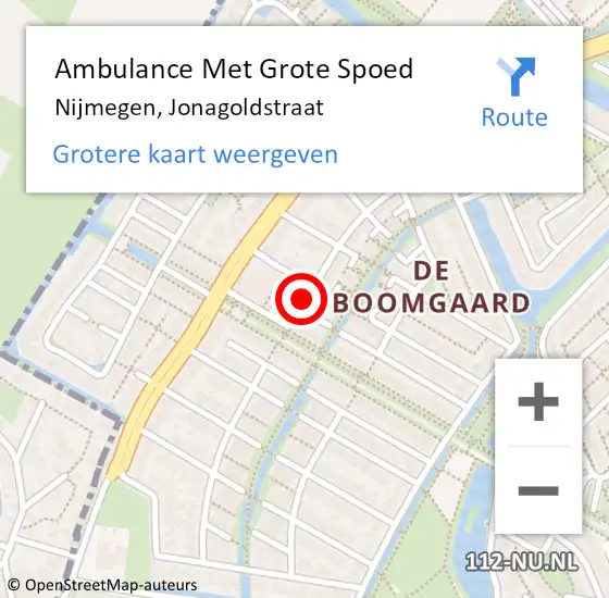 Locatie op kaart van de 112 melding: Ambulance Met Grote Spoed Naar Nijmegen, Jonagoldstraat op 22 juni 2018 12:03