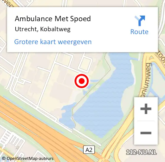 Locatie op kaart van de 112 melding: Ambulance Met Spoed Naar Utrecht, Kobaltweg op 22 juni 2018 12:07