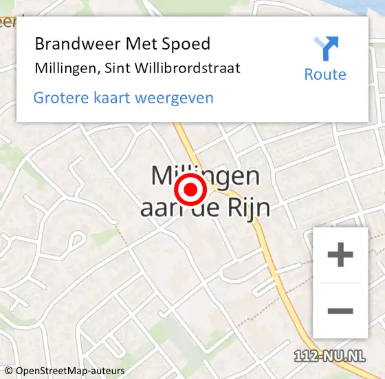 Locatie op kaart van de 112 melding: Brandweer Met Spoed Naar Millingen, Sint Willibrordstraat op 22 juni 2018 13:18
