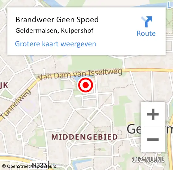 Locatie op kaart van de 112 melding: Brandweer Geen Spoed Naar Geldermalsen, Kuipershof op 28 februari 2014 13:08