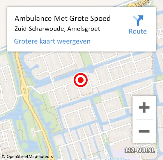 Locatie op kaart van de 112 melding: Ambulance Met Grote Spoed Naar Zuid-Scharwoude, Amelsgroet op 22 juni 2018 14:19