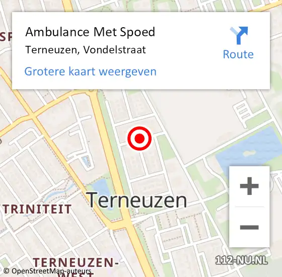 Locatie op kaart van de 112 melding: Ambulance Met Spoed Naar Terneuzen, Vondelstraat op 22 juni 2018 20:18