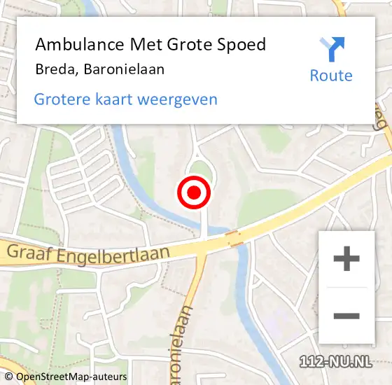 Locatie op kaart van de 112 melding: Ambulance Met Grote Spoed Naar Breda, Baronielaan op 22 juni 2018 20:21
