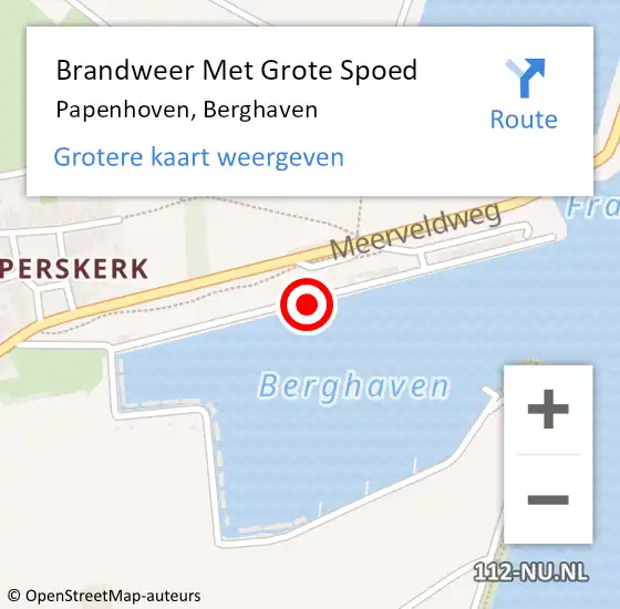 Locatie op kaart van de 112 melding: Brandweer Met Grote Spoed Naar Papenhoven, Berghaven op 22 juni 2018 22:59