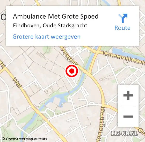 Locatie op kaart van de 112 melding: Ambulance Met Grote Spoed Naar Eindhoven, Oude Stadsgracht op 23 juni 2018 03:05