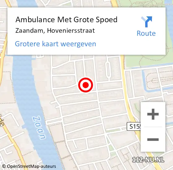 Locatie op kaart van de 112 melding: Ambulance Met Grote Spoed Naar Zaandam, Hoveniersstraat op 23 juni 2018 06:36