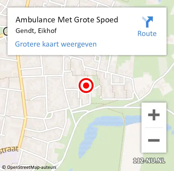 Locatie op kaart van de 112 melding: Ambulance Met Grote Spoed Naar Gendt, Eikhof op 23 juni 2018 08:53