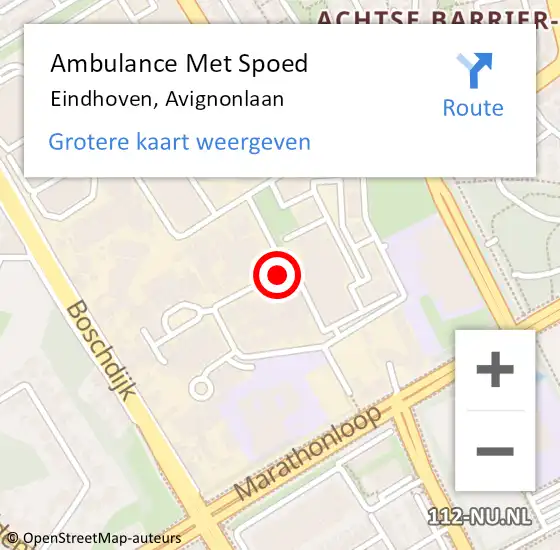 Locatie op kaart van de 112 melding: Ambulance Met Spoed Naar Eindhoven, Avignonlaan op 23 juni 2018 10:59