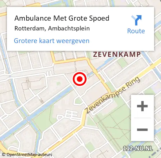 Locatie op kaart van de 112 melding: Ambulance Met Grote Spoed Naar Rotterdam, Ambachtsplein op 23 juni 2018 11:24