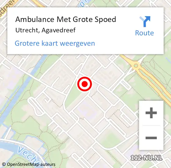 Locatie op kaart van de 112 melding: Ambulance Met Grote Spoed Naar Utrecht, Agavedreef op 23 juni 2018 12:11