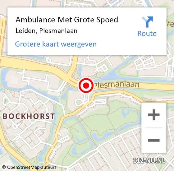 Locatie op kaart van de 112 melding: Ambulance Met Grote Spoed Naar Leiden, Plesmanlaan op 23 juni 2018 12:48